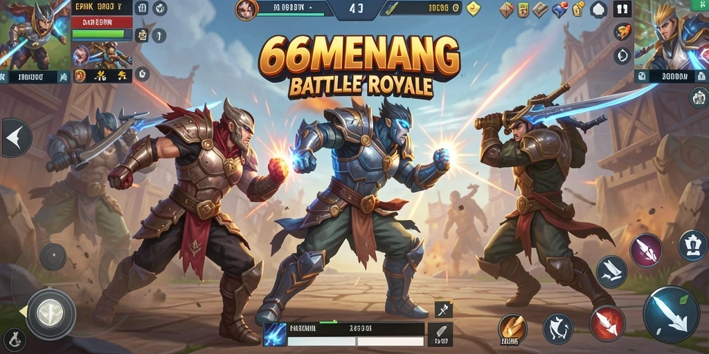 Screenshot gameplay 66MENANG yang menegangkan di arena Battle Royale.