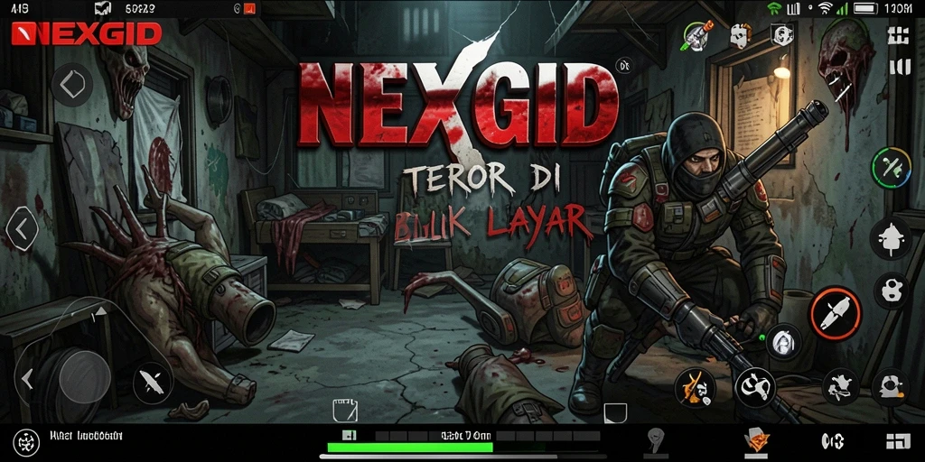 Screenshot menampilkan suasana menyeramkan dalam gameplay NEXGID.